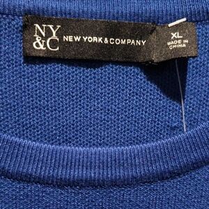 NWT NY&C Blue Rayon/Poly Blend Sweater w Jeweled Cuff Buttons XL